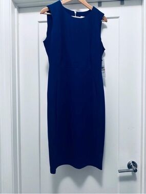 💙 NWT! Blue CALVIN KLEIN Sleeveless Sheath Dress - Size 12